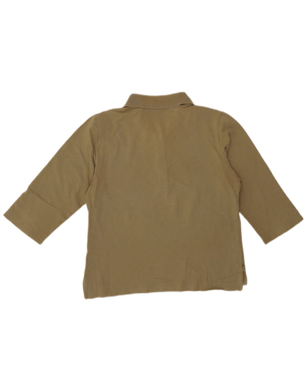 Cămașă polo Tommy Hilfiger pentru femei crop cu mâneci 3/4 UK 14 mare bumbac kaki