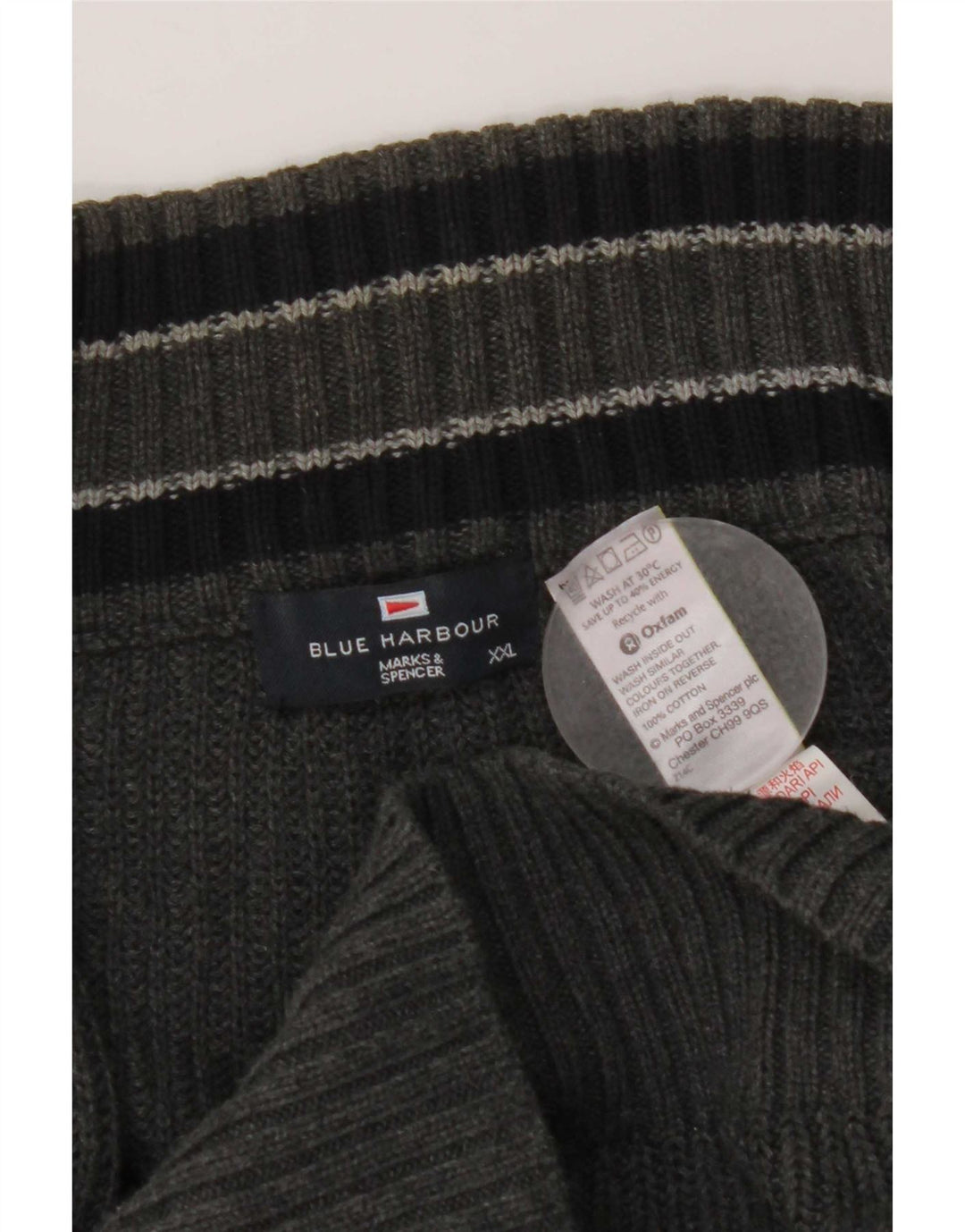 Pulover Cardigan Blue Harbour pentru bărbați Marks & Spencer, bumbac gri 2XL