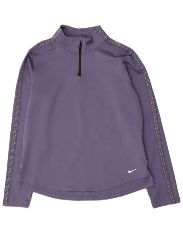 Nike Womens Therma-Fit Zip Neck Graphic Top Long Sleeve UK 14 Medium Purple