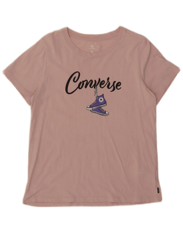 Tricou grafic Converse pentru femei Top UK 14 Large Pink Bumbac
