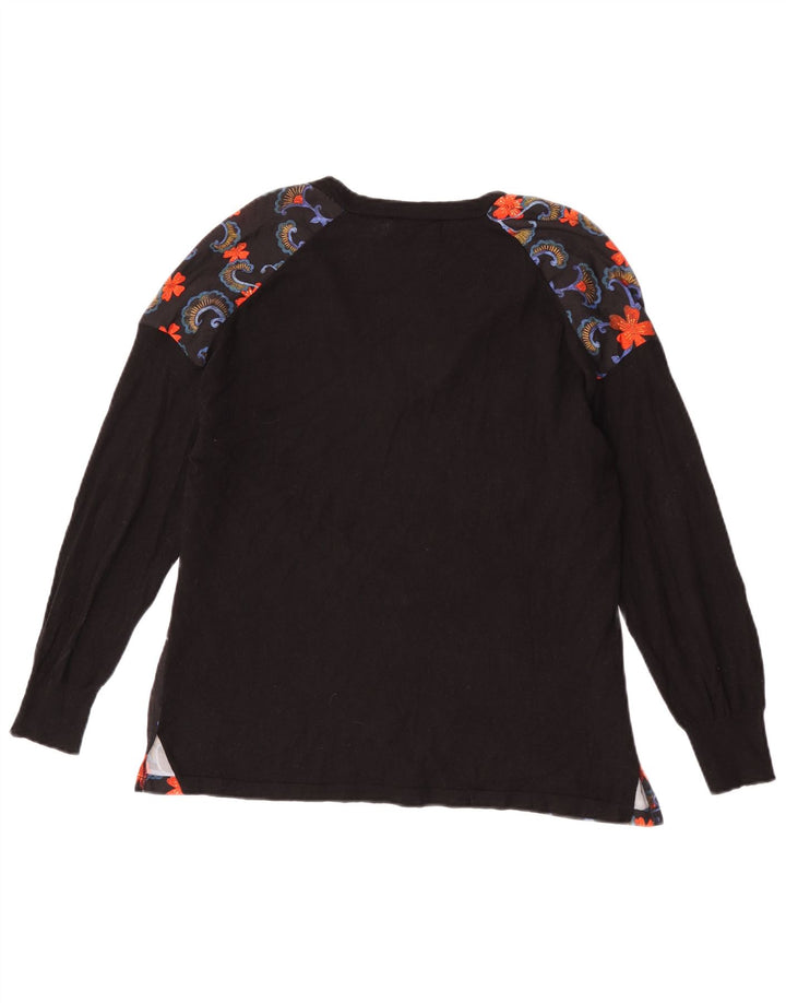 Top pentru femei Zara cu mânecă lungă UK 14 Medium Negru Lână florală