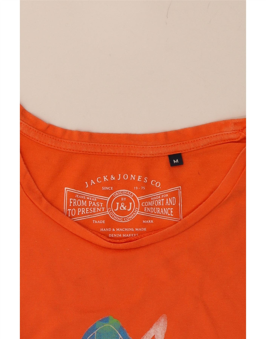 JACK & JONES Mens Graphic T-Shirt Top Medium Orange Cotton Vintage Jack & Jones and Second-Hand Jack & Jones from Messina Hembry 
