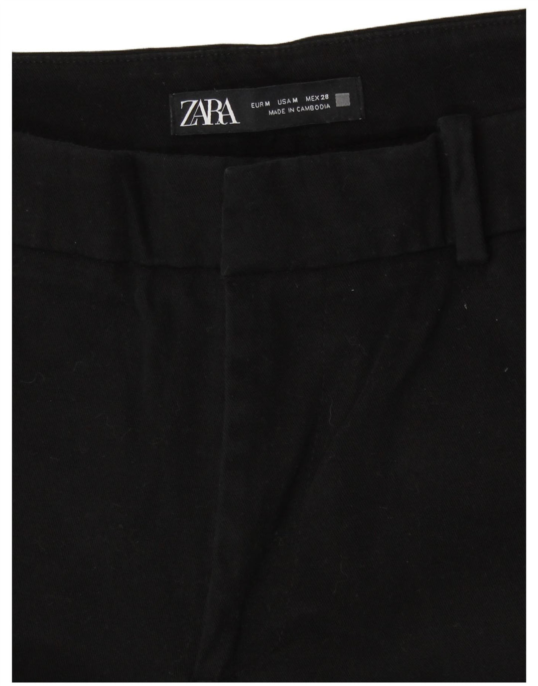 Pantaloni drepți tăiați pentru femei Zara Mediu L28 L26 Bumbac negru