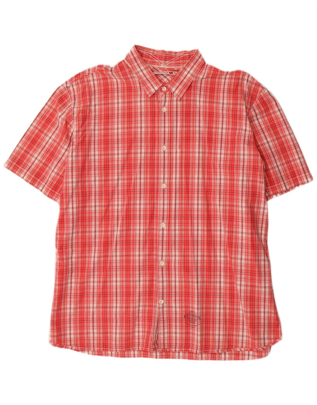 Cămașă cu mânecă scurtă Levi's Denizen pentru bărbați 2XL, bumbac roșu cu carouri