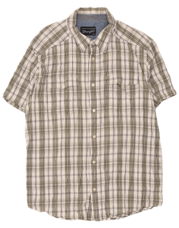 Cămașă Wrangler pentru bărbați, cu mânecă scurtă, în formă regulată, 2XL, bumbac carouri verde