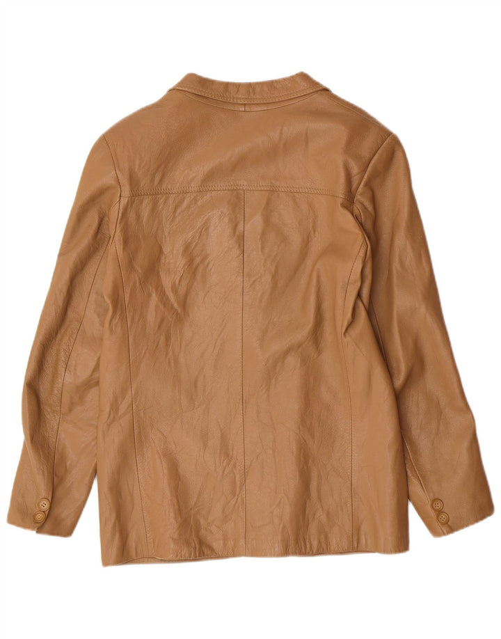 Jachetă vintage pentru femei cu 2 nasturi IT 44 Medium Bej Piele Clasică