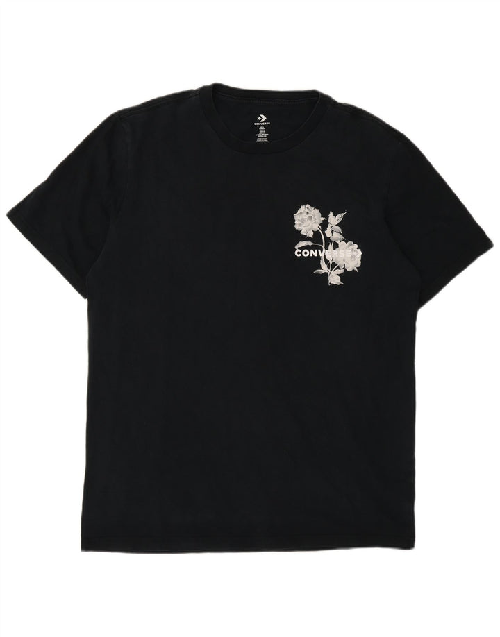 Tricou grafic Converse pentru bărbați Top mare din bumbac negru