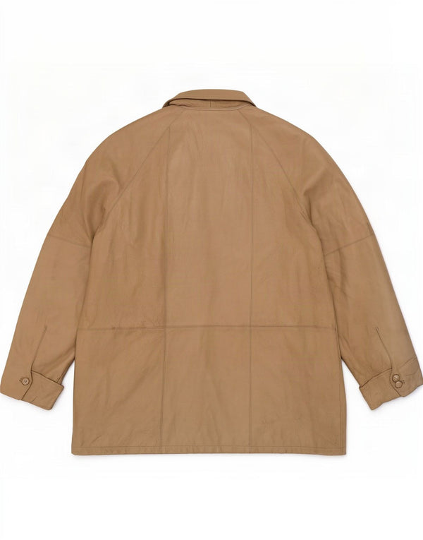 Palton din piele vintage pentru femei EU 50 3XL Bej Clasic
