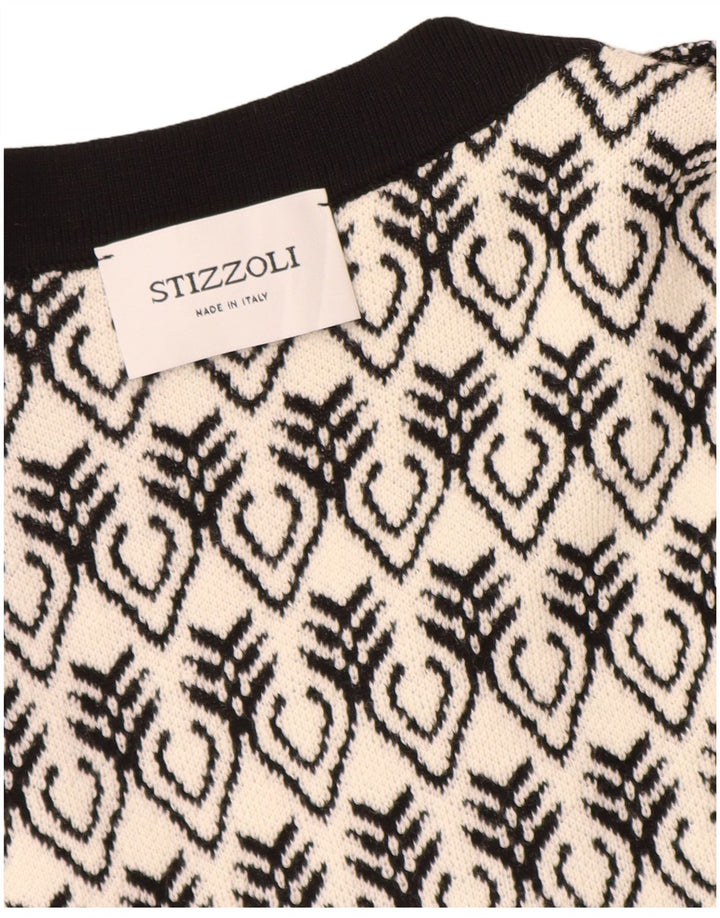 STIZZOLI Pulover cardigan cu paragate pentru femei IT 46 Large White Geometric