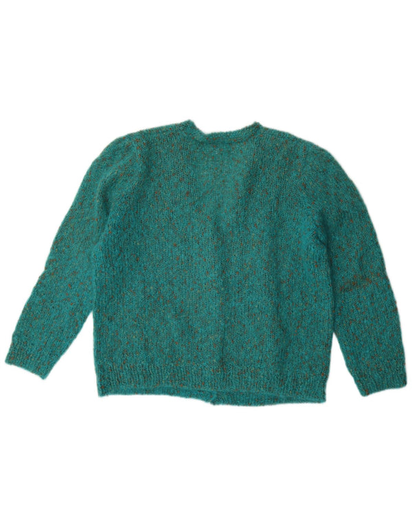 Pulover cardigan supradimensionat vintage pentru femei UK 18 XL verde pătat
