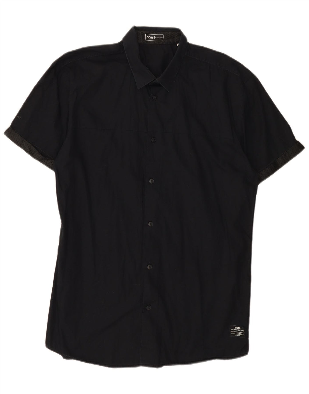 Cămașă cu mânecă scurtă Jack & Jones pentru bărbați, bumbac negru mare