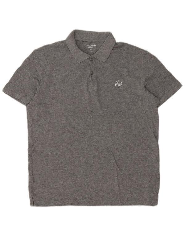 Jack & Jones Mens Polo Shirt XL Grey Cotton