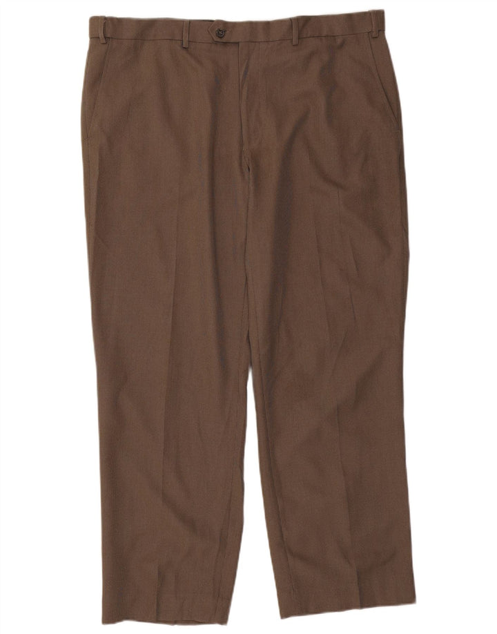 Pantaloni de costum pentru bărbați Marks & Spencer, cu ajustare normală, L40 L29, poliester maro