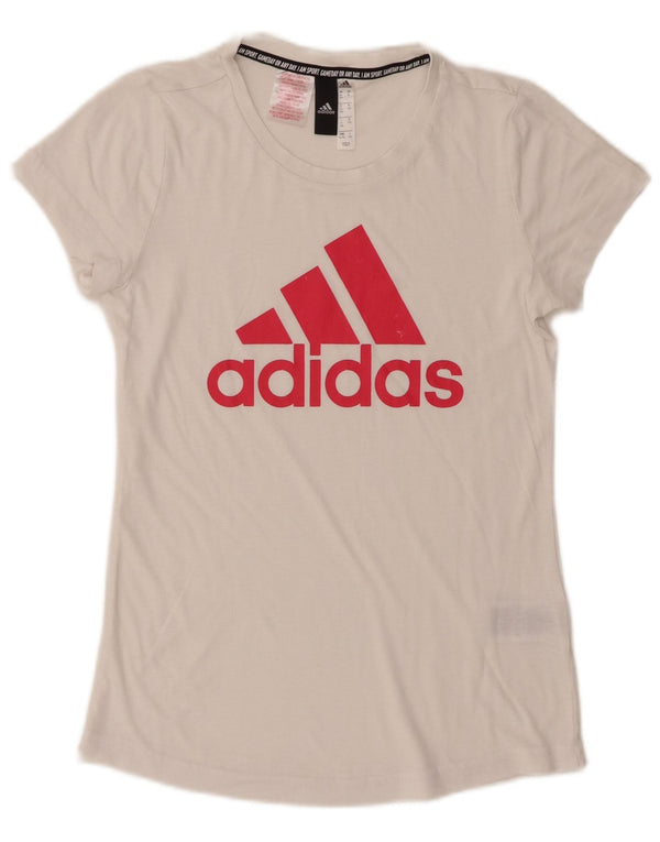 Tricou grafic Adidas Fete Top 14-15 Ani Poliester Alb