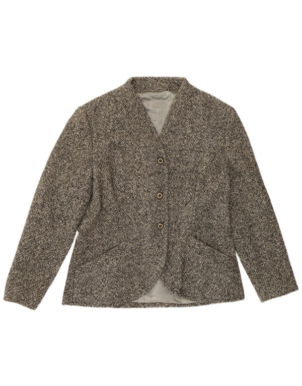 Vintage Womens 3 Button Blazer Jacket UK 12 Medium Grey Flecked