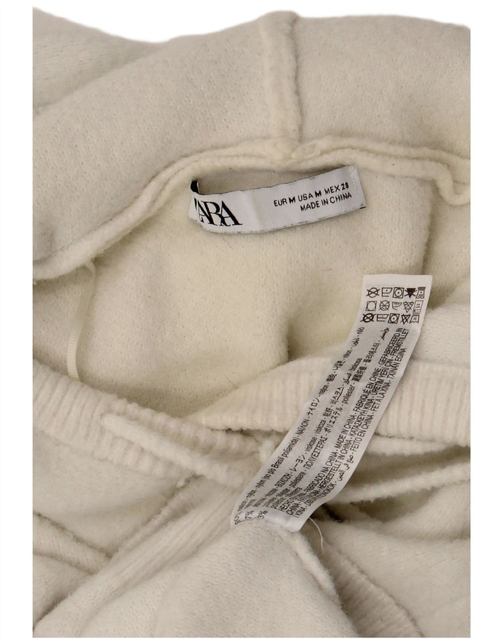 Pulover cu glugă pentru femei Zara UK 12 Medium White Viscose