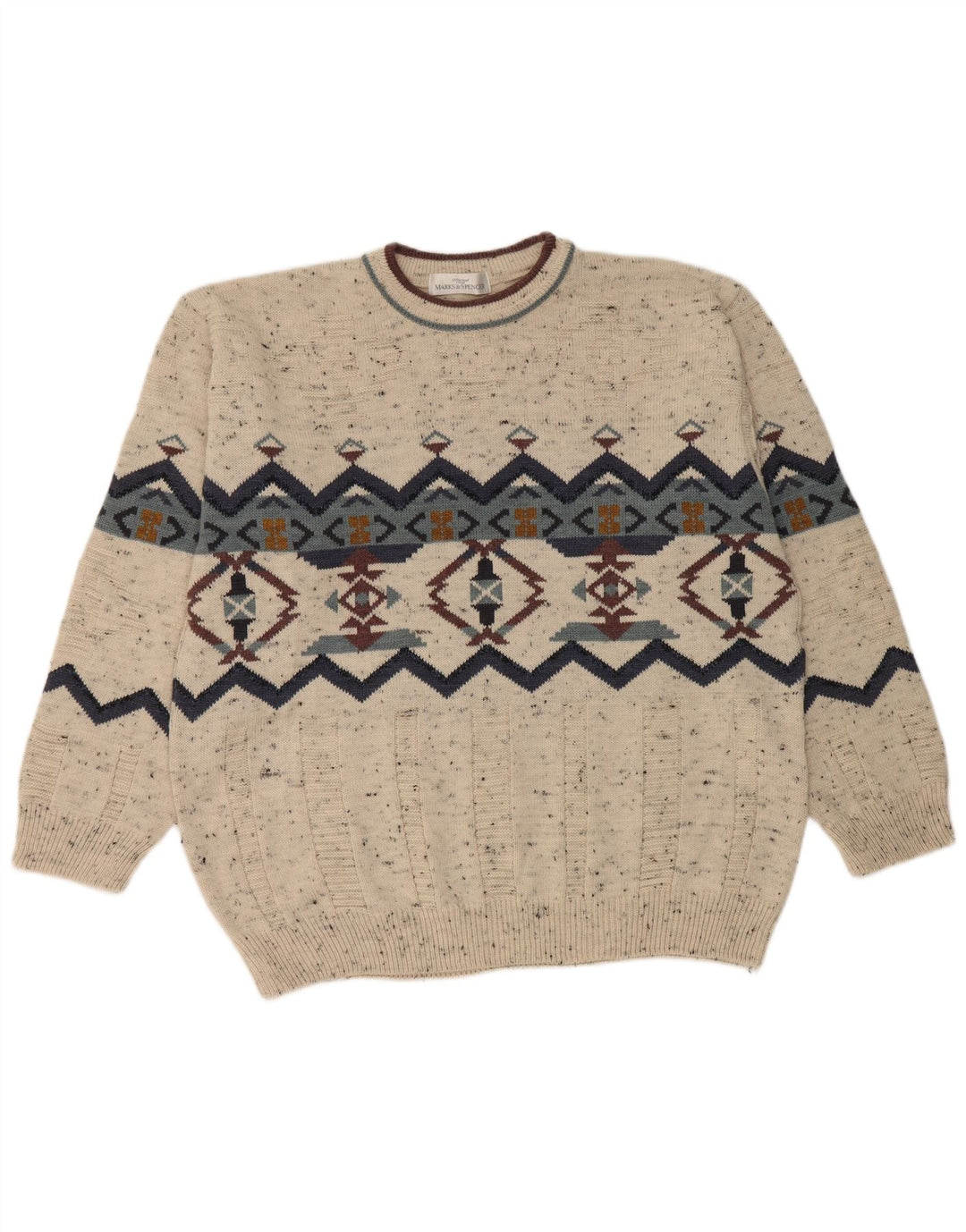 Pulover pentru bărbați Marks & Spencer cu gâtul turnat, UK 41/43, mare, bej