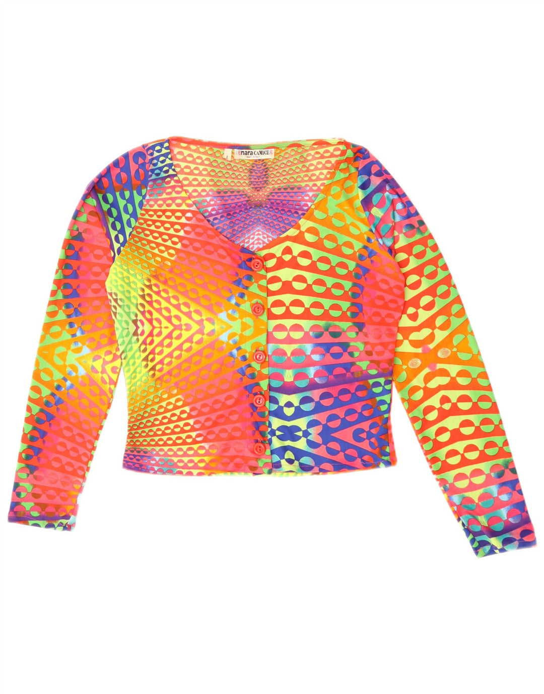 Crop Top pentru femei Naracamicee UK 12 Medium Multicolor Geometric Matase