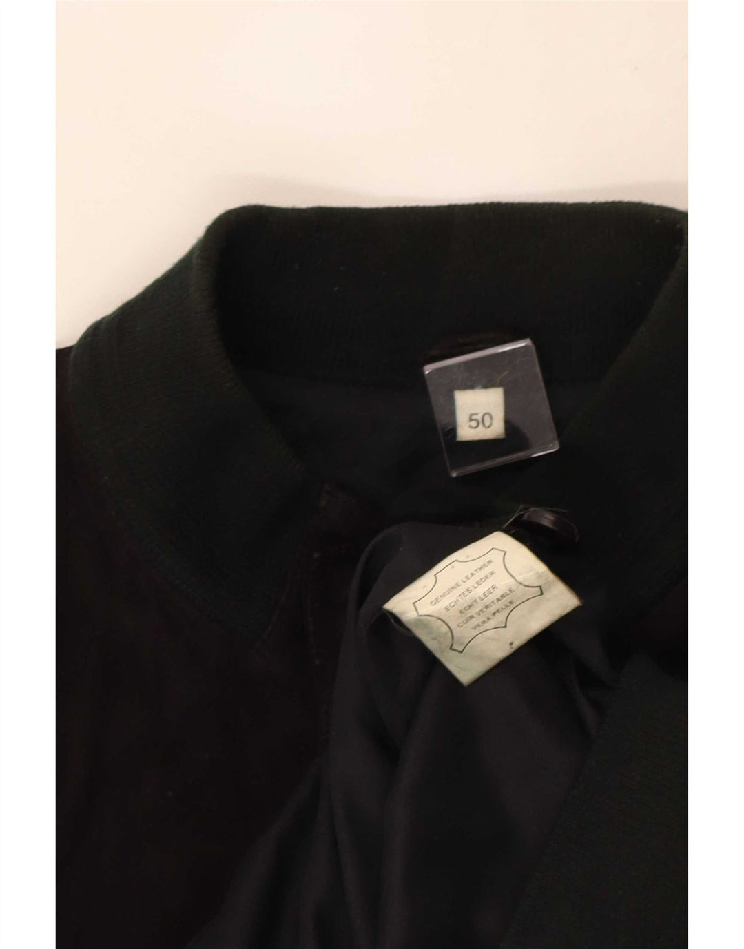 Jachetă Bomber Vintage pentru bărbați din piele intoarsa IT 50, mare, neagra