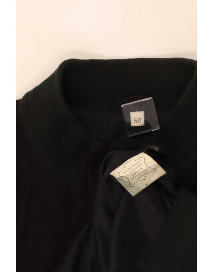 Jachetă Bomber Vintage pentru bărbați din piele intoarsa IT 50, mare, neagra