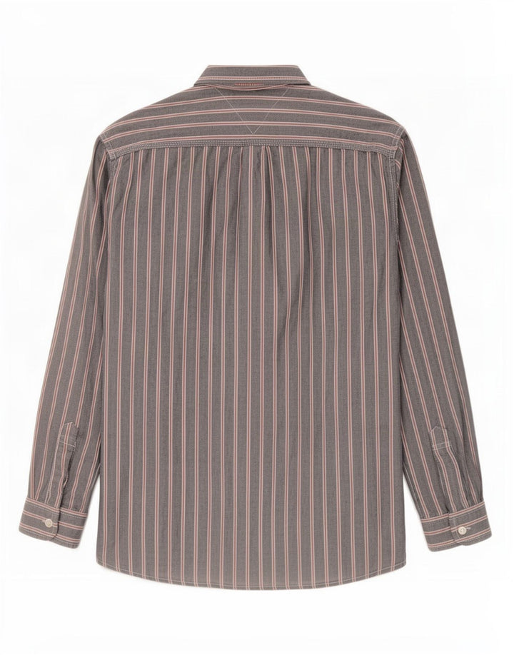 Cămașă pentru bărbați Tommy Hilfiger, bumbac cu dungi, gri mediu