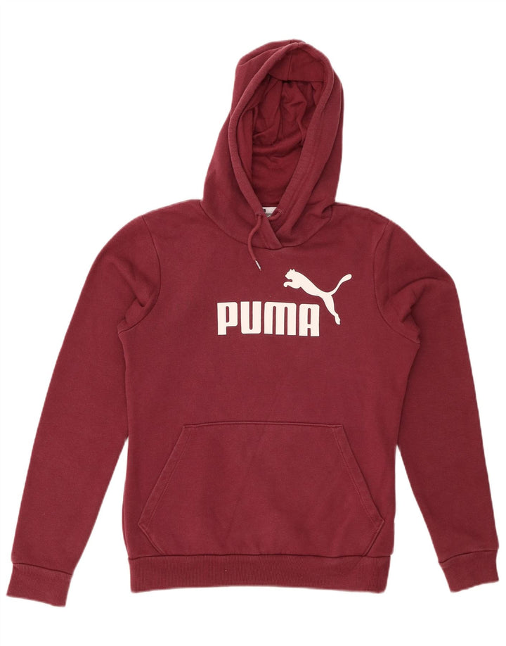 Pulover cu glugă cu grafic PUMA pentru femei UK 10 mic din bumbac burgundă
