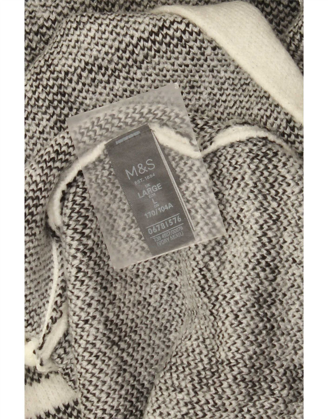 Pulover cardigan cu paragate pentru femei Marks & Spencer UK 16, cu carouri albe mari