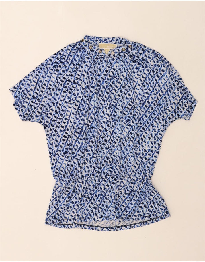 MICHAEL KORS Womens Oversized Abstract Pattern Blouse Top UK 10 Small Blue Vintage Michael Kors and Second-Hand Michael Kors from Messina Hembry 