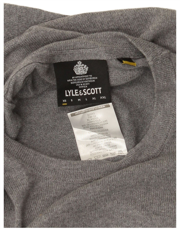 Pulover pentru bărbați Lyle & Scott, cu gât turnat, bumbac gri XS
