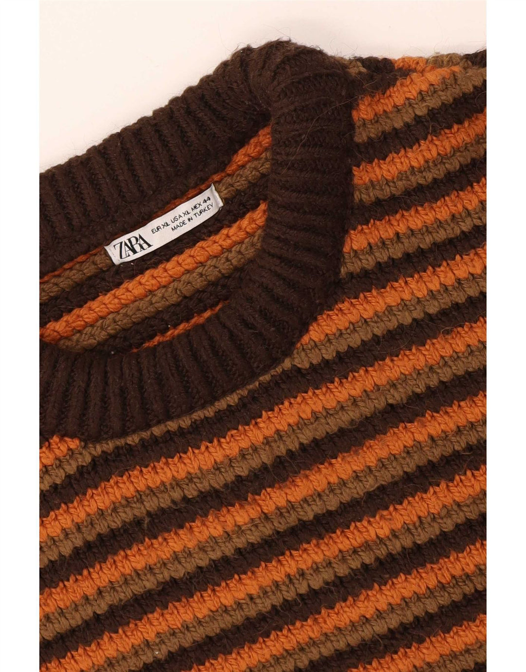 Pulover pentru bărbați Zara, cu decolteu, XL, cu dungi maro