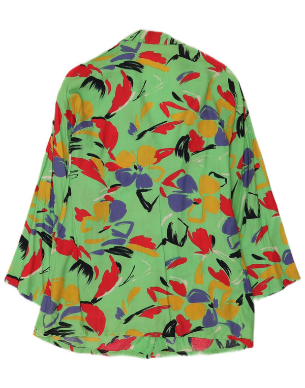 Cardigan Vintage pentru femei UK 14 Medium Green Floral