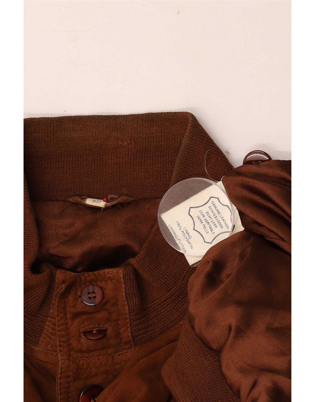 Bomber vintage pentru bărbați din piele intoarsa EU 50 mare maro din piele