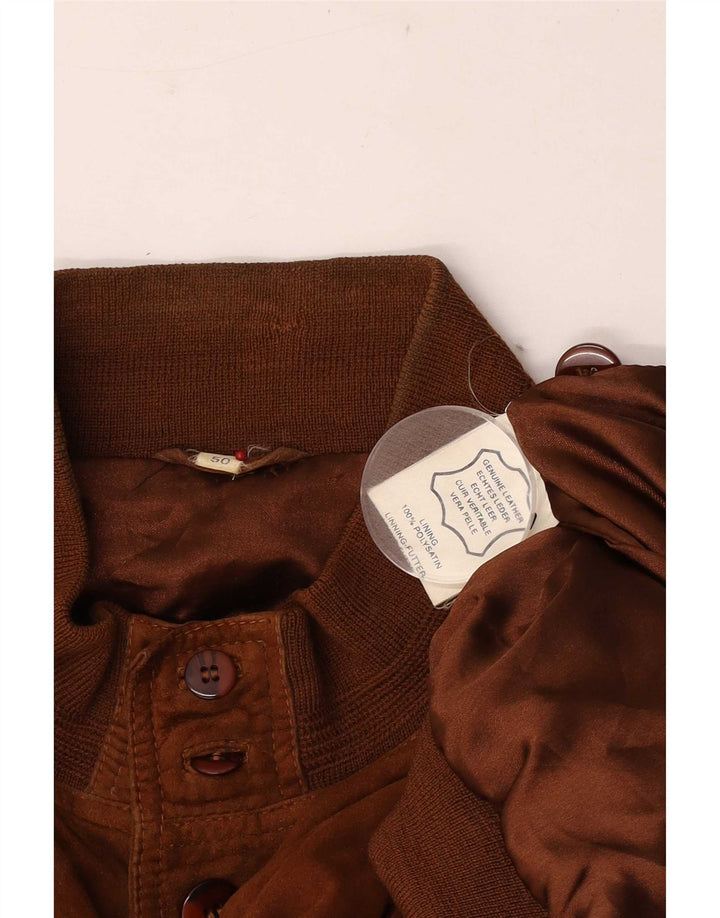 Bomber vintage pentru bărbați din piele intoarsa EU 50 mare maro din piele
