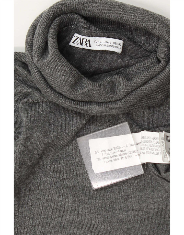 Pulover pentru femei cu gât rulat Zara UK 16 mare, gri, viscoză