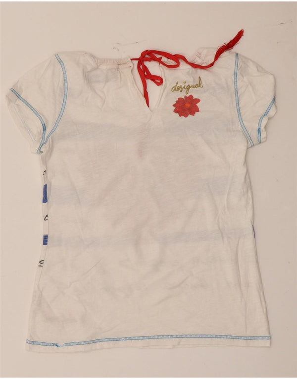 Tricou grafic Desigual pentru femei Top UK 12 Bumbac cu dungi albe medii