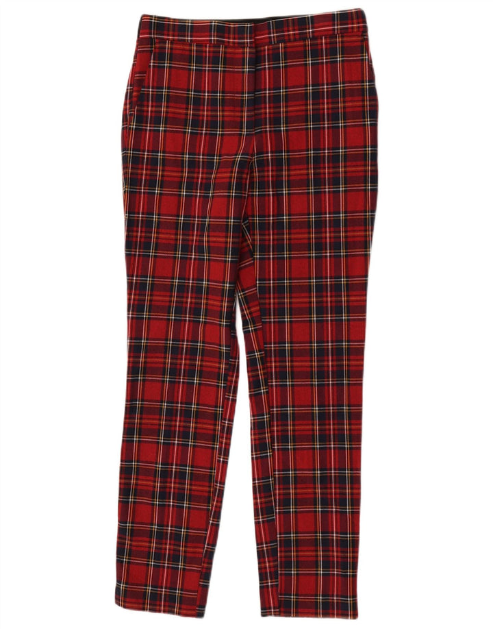 Pantaloni casual subțiri pentru femei Zara Mici L26 L26 Poliester cu carouri roșii