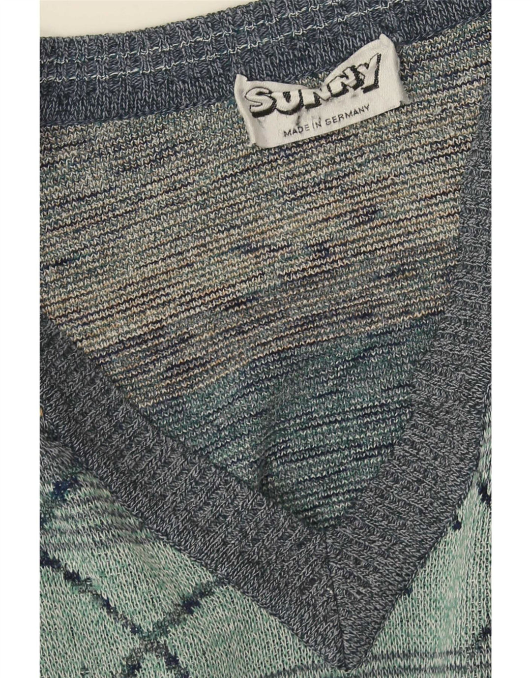 Pulover vintage pentru bărbați cu decolteu în V, XL, cu dungi multicolore