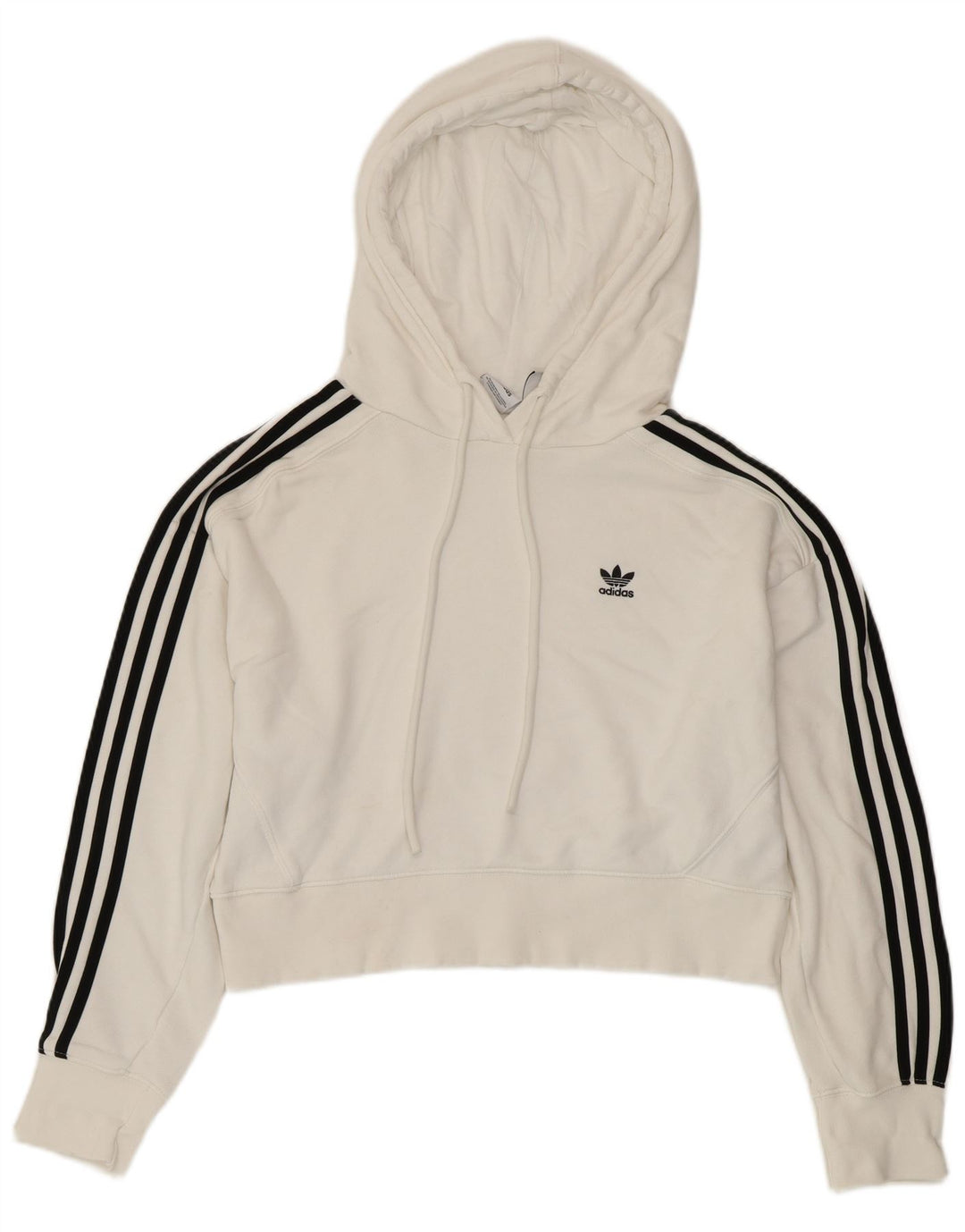Pulover ADIDAS Crop Oversized Hoodie pentru femei UK 8 Bumbac alb mic