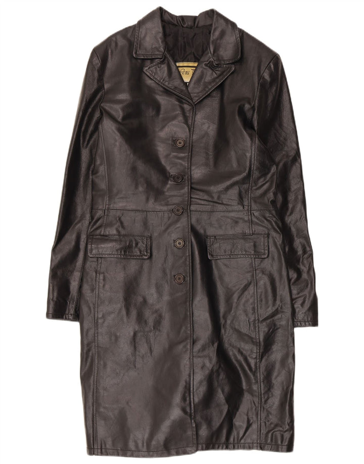 Palton din piele vintage pentru femei UK 18 XL din piele neagră