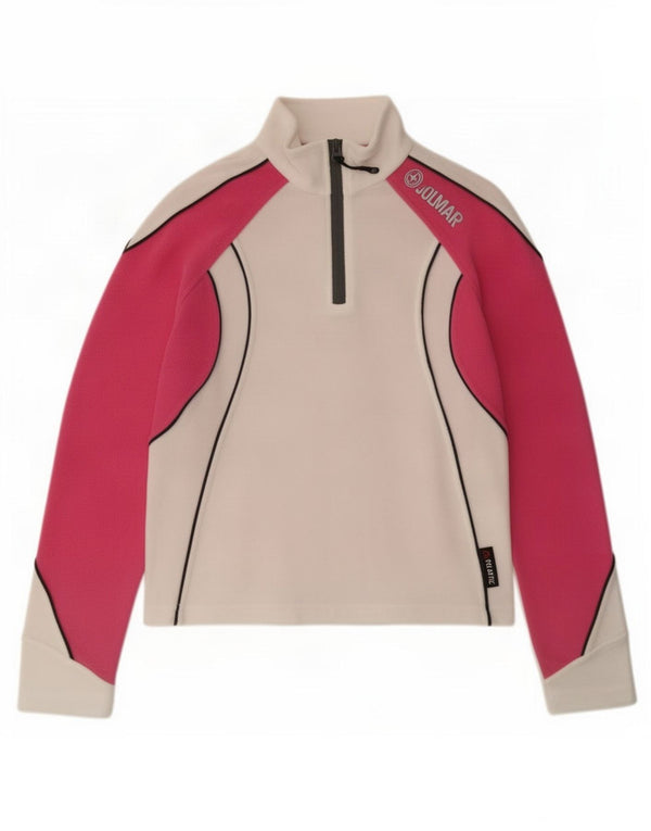 Pulover Colmar pentru femei, cu fermoar și gât, din fleece UK 10, mic, alb, bloc de culoare