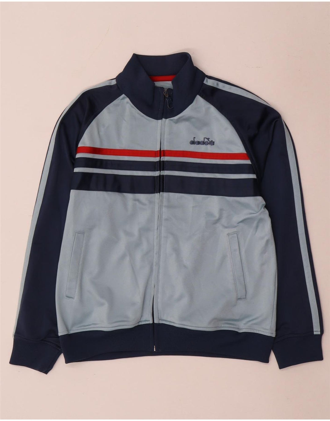 Jachetă de trening Diadora pentru băieți, 12-13 ani, poliester color bloc albastru