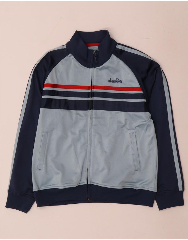 Jachetă de trening Diadora pentru băieți, 12-13 ani, poliester color bloc albastru