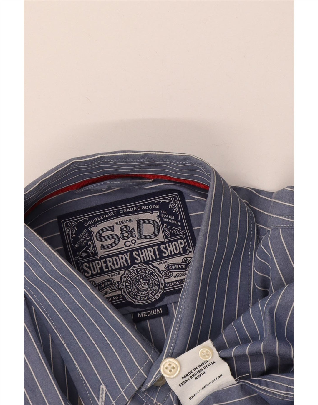 Cămașă pentru bărbați Superdry, bumbac cu dungi albastre medii