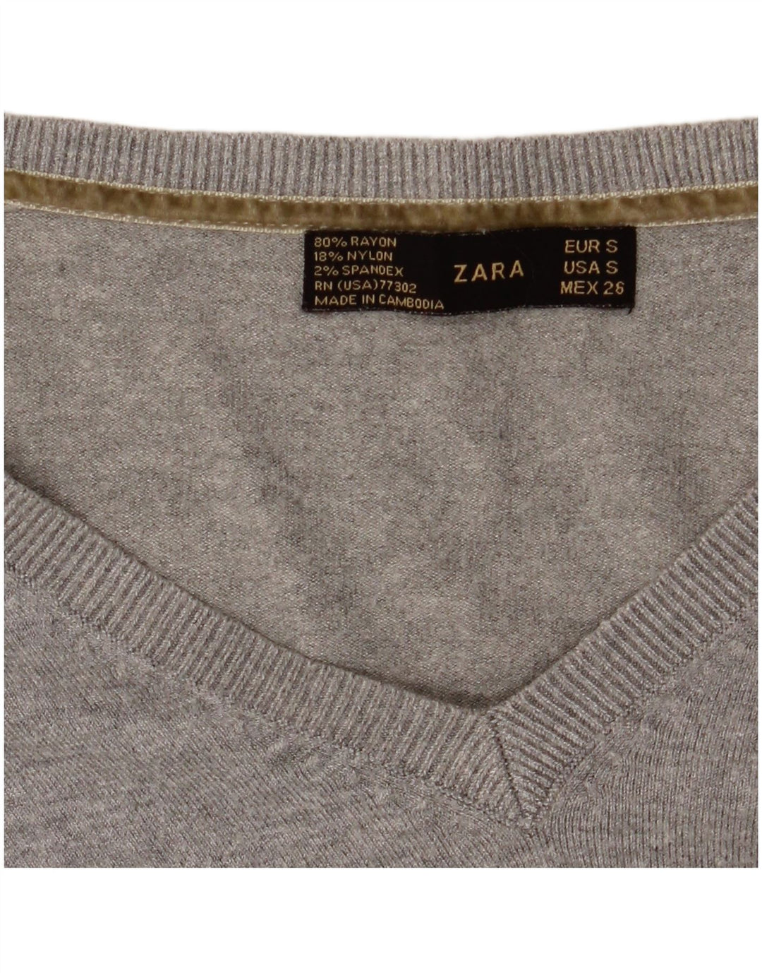 Pulover cu decolteu în V Zara pentru femei UK 8 Mic Gri