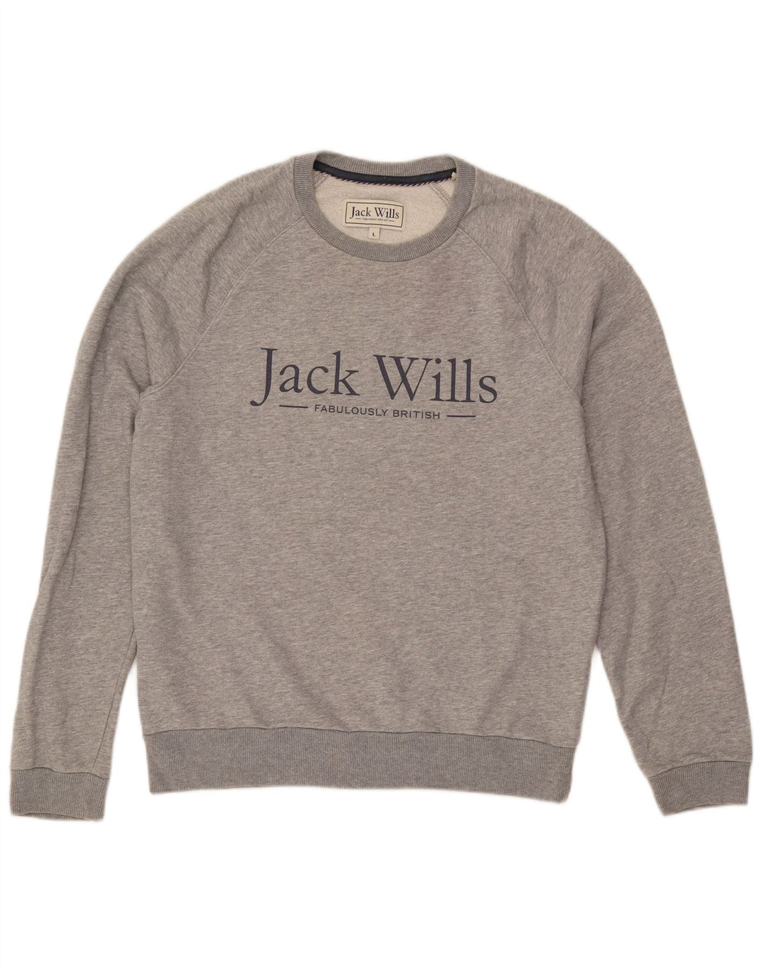 JACK WILLS Pulover grafic pentru bărbați, bumbac mare, gri