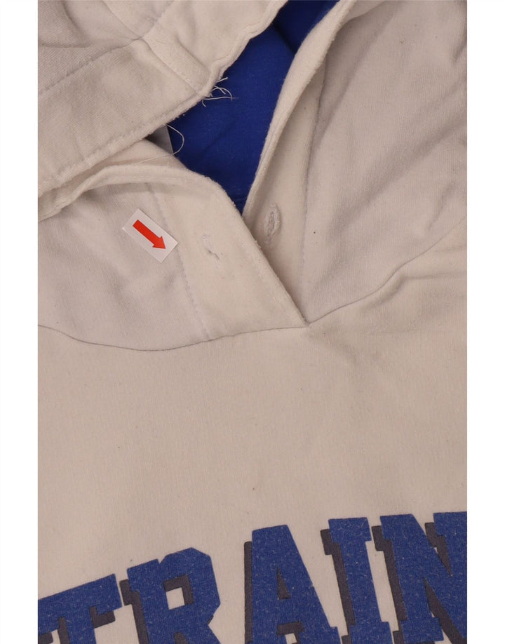 ADIDAS Pulover cu glugă cu grafic pentru femei UK 12 Bumbac alb mediu