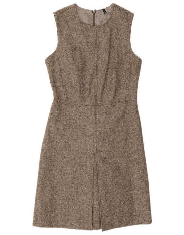 Benetton Womens Sleeveless Shift Dress UK 10 Small Grey Wool