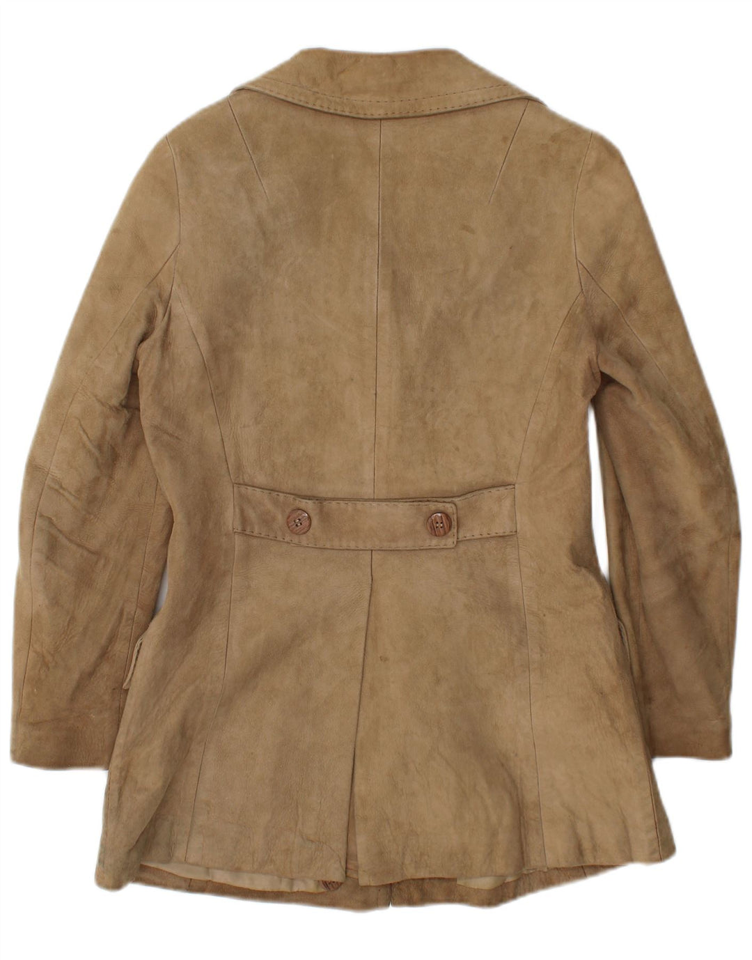 Jachetă vintage pentru femei de piele intoarsa UK 10 Small Beige