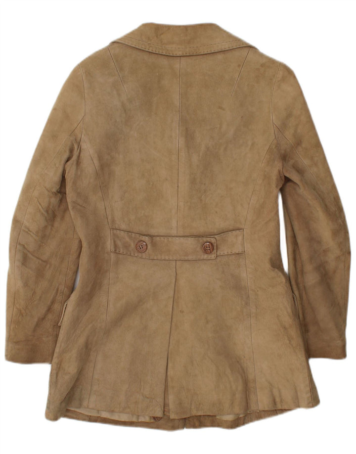 Jachetă vintage pentru femei de piele intoarsa UK 10 Small Beige