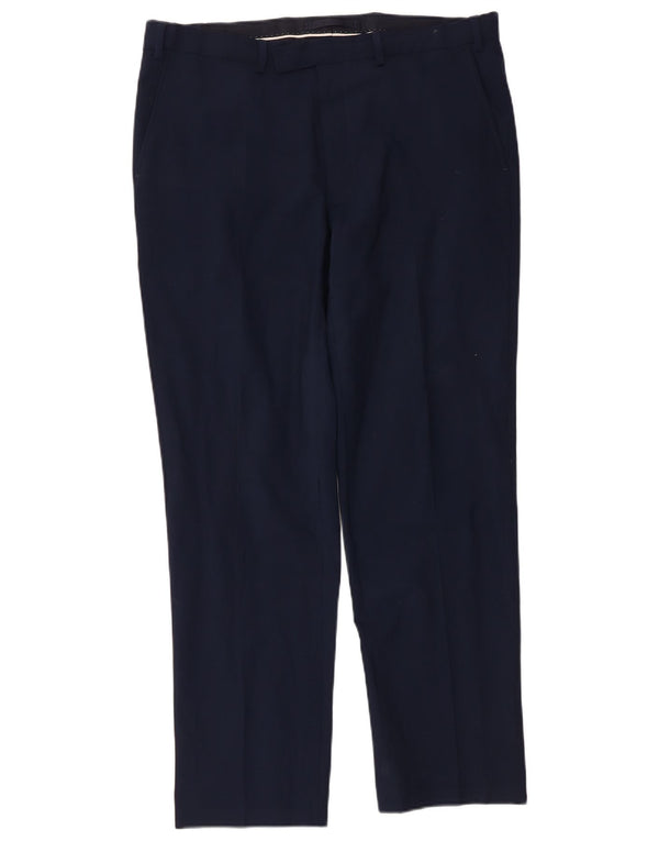 Pantaloni casual pentru bărbați Marks & Spencer, cu croiala normală, L36 L31 Lână bleumarin
